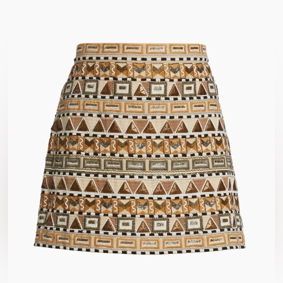 Veronica Beard Riel Beaded Skirt in Beige Multi - Picture 7 of 8